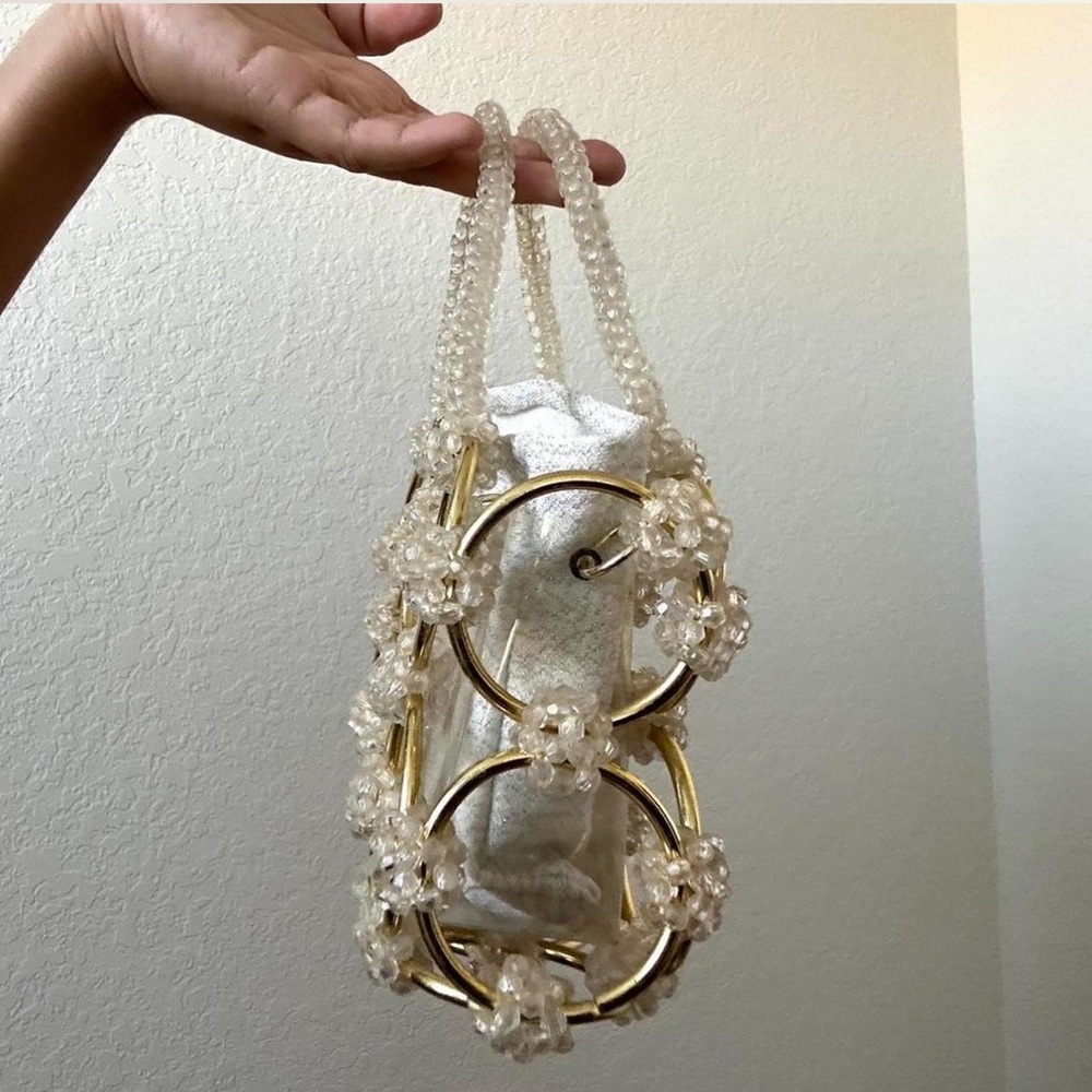 Vintage 1960s Faux Pearl-Encrusted Mod Clear - Picture 4 of 6